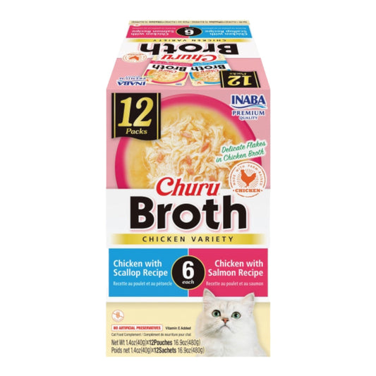 Inaba Cat Churu Broth Variety 12 Pack Chicken Variety