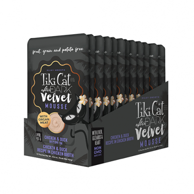 TIKI CAT AFTER DARK VELVET MOUSSE CHICKEN & DUCK RECIPE IN CHICKEN BROTH WET CAT FOOD 2.8OZ
