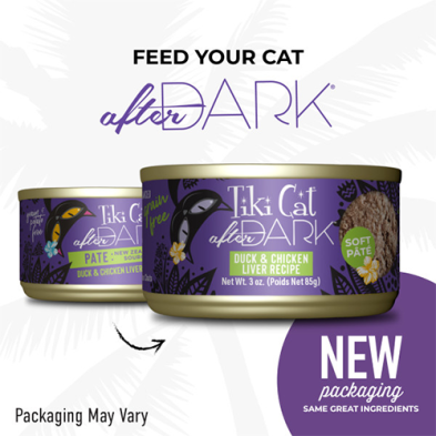 TIKI CAT AFTER DARK PÂTÉ DUCK & CHICKEN LIVER WET CAT FOOD 3 OZ