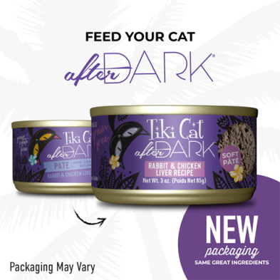 TIKI CAT AFTER DARK PÂTÉ RABBIT & CHICKEN LIVER RECIPE WET CAT FOOD 3 OZ
