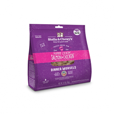 STELLA & CHEWY'S YUMMY LICKIN' SALMON & CHICKEN FREEZE-DRIED RAW DINNER MORSELS CAT FOOD 3.5 OZ