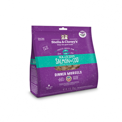 STELLA & CHEWY'S SEA-LICIOUS SALMON & COD FREEZE-DRIED RAW DINNER MORSELS CAT FOOD 8 OZ