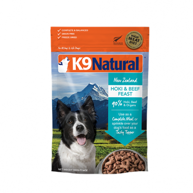 K9 NATURAL HOKI & BEEF FEAST FREEZE-DRIED DOG FOOD 500 GM