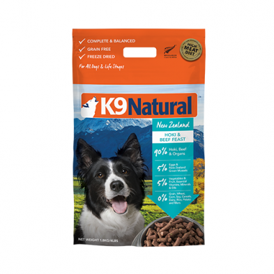 K9 NATURAL HOKI & BEEF FEAST FREEZE-DRIED DOG FOOD 1.8 KG
