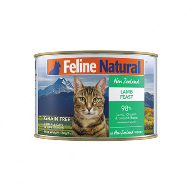 FELINE NATURAL NEW ZEALAND LAMB FEAST IN NEW ZEALAND WATER GRAIN FREE WET CAT FOOD 6 OZ