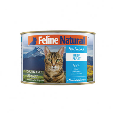 FELINE NATURAL NEW ZEALAND BEEF FEAST IN NEW ZEALAND WATER GRAIN FREE WET CAT FOOD 6 OZ