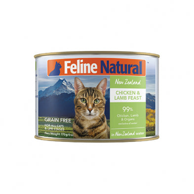 FELINE NATURAL NEW ZEALAND CHICKEN & LAMB FEAST IN NEW ZEALAND WATER GRAIN FREE WET CAT FOOD 6 OZ