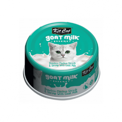 KIT CAT GOAT MILK GOURMET BONELESS CHICKEN SHREDS & SHRIMP WITH GOAT MILK WET CAT FOOD 70GM
