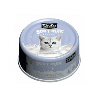 KIT CAT GOAT MILK GOURMET WHITE MEAT TUNA FLAKES & WHITEBAIT WITH GOAT MILK WET CAT FOOD 70GM