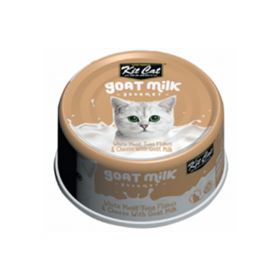 KIT CAT GOAT MILK GOURMET WHITE MEAT TUNA FLAKES & CHEESE WITH GOAT MILK WET CAT FOOD 70GM