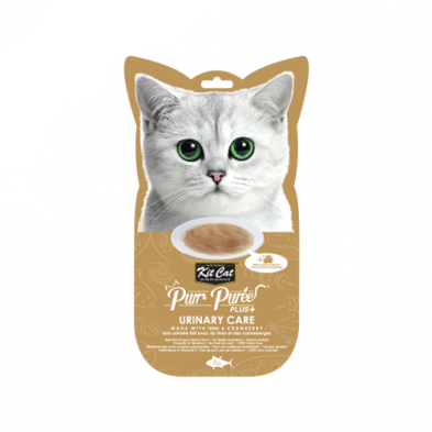 KIT CAT PURR PURÉES PLUS+ URINARY CARE WITH TUNA & CRANBERRY CAT TREAT 4 X 15GM