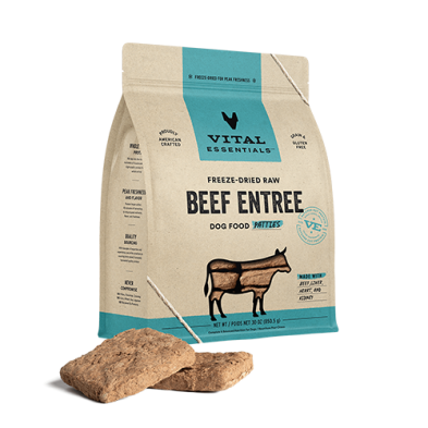 VITAL ESSENTIALS FREEZE-DRIED RAW BEEF ENTREE DOG FOOD PATTIES 30 OZ
