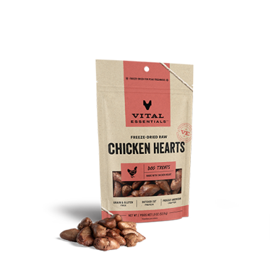 VITAL ESSENTIALS FREEZE-DRIED CHICKEN HEARTS DOG TREATS 1.9 OZ