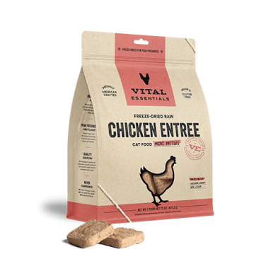 VITAL ESSENTIALS FREEZE-DRIED RAW CHICKEN ENTREE MINI PATTIES CAT FOOD 15OZ
