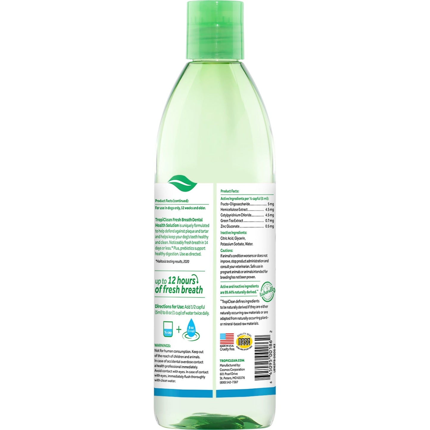 Tropiclean Fresh Breath Dental Health Solution Digestive Support Dog 473ml