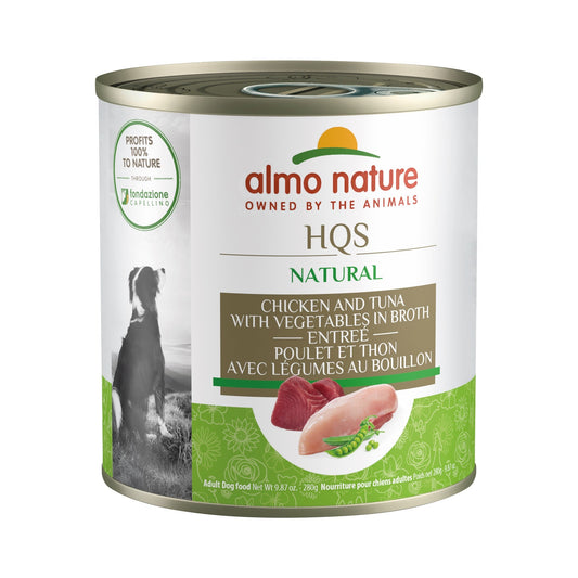 Almo Nature HQS Natural Entrée Dog Food - Chicken And Tuna With Vegetables In Broth 280g