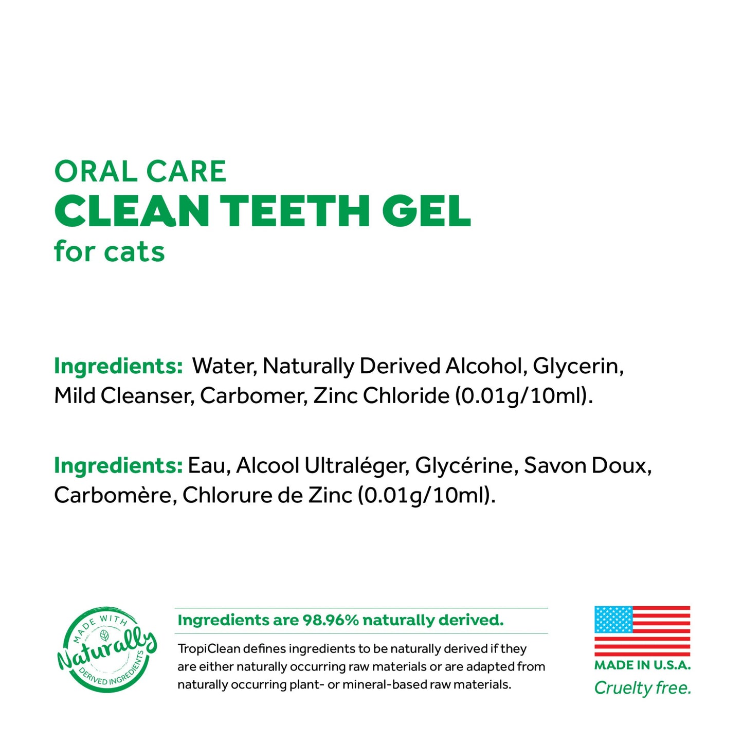 Tropiclean Fresh Breath Clean Teeth Oral Care Gel Cat 2oz