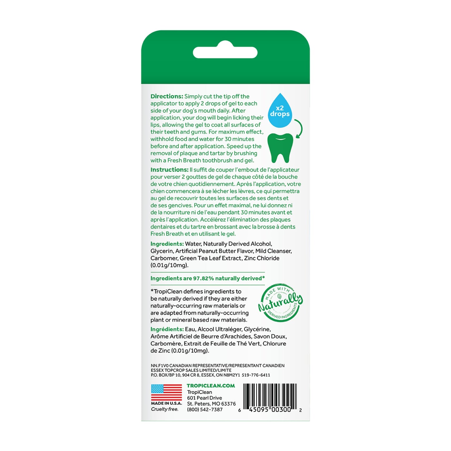 Tropiclean Fresh Breath Peanut Butter Gel Dog 4oz
