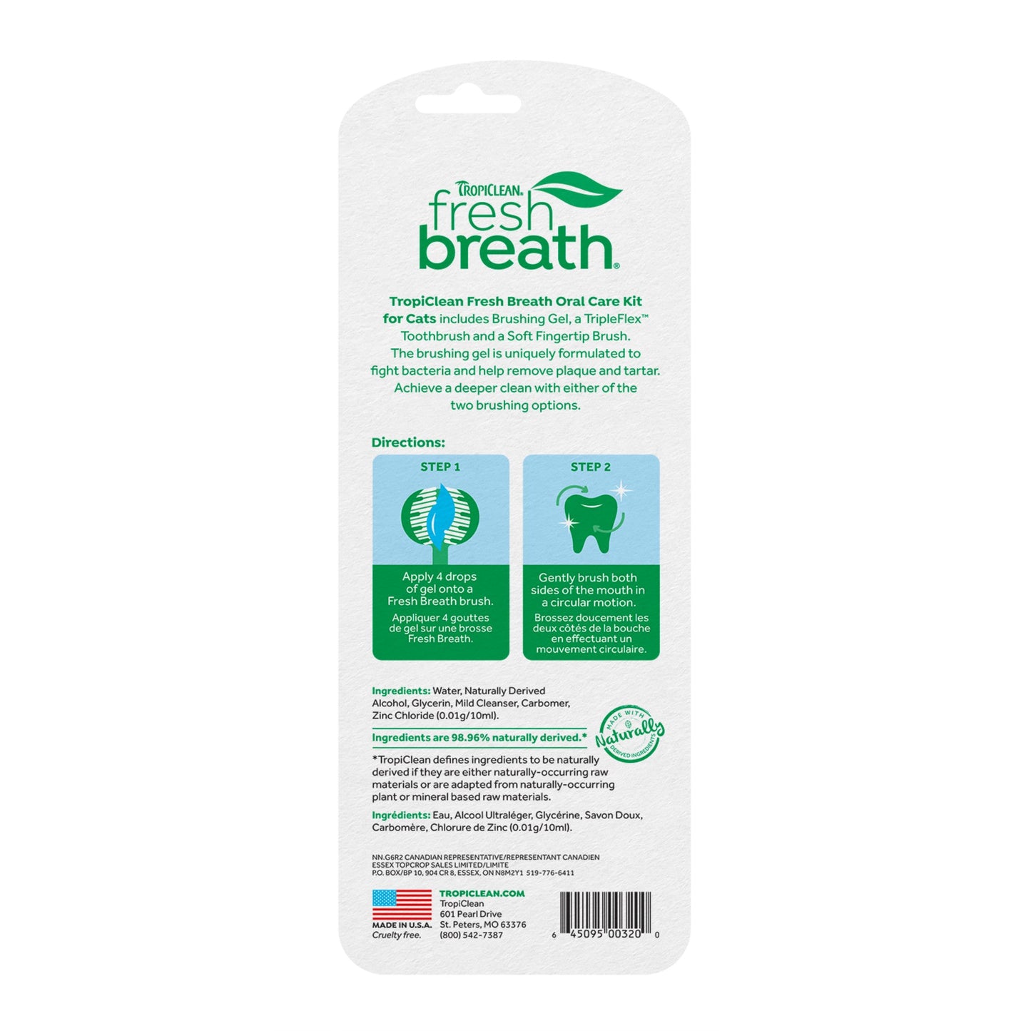 Tropiclean Fresh Breath Oral Care Kit for Cats 2oz